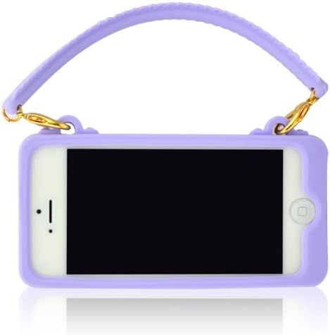 Angelseller XKM Stylish 3D Romantic Flowers Pattern Handbag Style Soft Silicone Case Cover for Iphone 5/5G/5th(Light Purple)