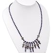 Handmade Lapis Lazuli, Silver & Etched Accent Bead Necklace