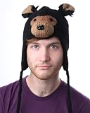 DeLux Black Bear Wool Pilot Animal Cap/Hat - Limited Edition