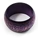 Wide Purple Etched Wooden Bangle image 4