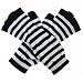BLACK & WHITE STRIPE LONG ARM WARMER HALF FINGER GLOVES