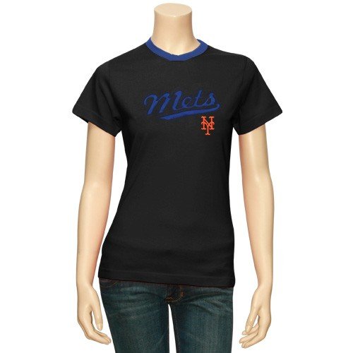 Majestic New York Mets Ladies Black Girlfriend T-shirt (X-Large)