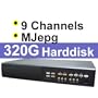 9 Channel DVR MJepg 320G Hard Drive DVR Digital Video Recorder for CCTV Surveillance Security System