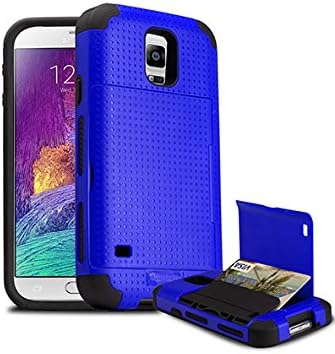 Galaxy Note 4 Case, Smuggler Pocket Stash Case BLUE for Samsung Galaxy Note 4 with Dual Layer and TPU Shock Absorb Designed Cushion and Wallet Stand with Pocket for Samsung Samsung Note 4