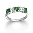 Sterling Silver Created Emerald and Cubic Zirconia Ring