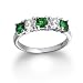 Sterling Silver Created Emerald and Cubic Zirconia Ring by Cheline