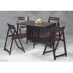 Wenge Finish Folding Table And Four Chair Set by 