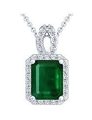 Platinum Emerald Cut Emerald And Round Diamond Pendant (GIA Certificate)