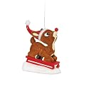 Rudolph Flocked Sledding Rudolph, Christmas Ornament