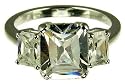 Silver Ladies Cubic Zircona 3 Stone Ring - 1&1/2 Carat Look