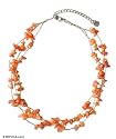 Pearl and carnelian necklace, 'Natural Spectacular' 0.8" W 16.1" L