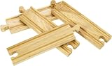 Wooden Train Railway System - Spare Medium Straight Track x 4 (Compatible with leading wooden rail systems) - Wooden Toy