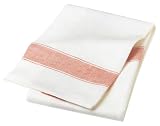 Domestique Linen/Cotton Herringbone Set of 3 Kitchen Towels, White and Spice