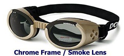 DOGGLES ILS Sunglasses - Protection from UV Rays for Your Dog - Shatterproof and Antifog - Chrome Frame/Smoke Lens - Medium