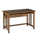 OSP Designs Mission Computer Desk In Oak with Glass Desk Top