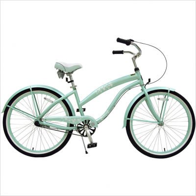 Ladies 26 Aluminum Three Speed Beach Cruiser in Mint Green