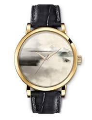 SPRAWL Aanalog Fashion Series Gold Ladies Watches of Genuine Black Leather Strap,Unique Wrist Watch for Women Girls Designed with Clouds over mountains