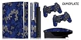 Protective skins for FAT Playstation 3 System Console, PS3 Controller skin included - CAMOPLATE BLUE