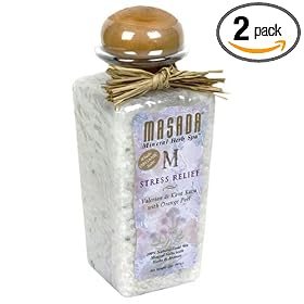 Masada Mineral Herb Spa Whole Salts, Stress Relief, Valerian and Kava Kava with Orange Peel, 2 lb (907 g) (Pack of 2) by Masada