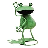ガーデンオーナメント ブリキ製カエルオーナメント ふりかえる