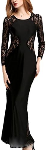 Women's Round Collar Long Sleeve Sexy Bandage Lace Stitching Club Party Dress