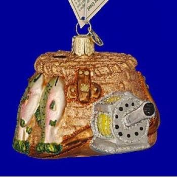 Old World Christmas Fishing Creel Glass Blown Ornament