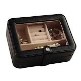 Rio Glass Top Jewelry Box in Black