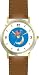 Hey Diddle Diddle - The Cow Jumped Over the Moon No.1 - from Mother Goose by Artist: Sylvia Long - WATCHBUDDY&reg; DELUXE TWO-TONE THEME WATCH - Arabic Numbers - Brown Leather Strap-Size-Large ( Men's Size or Jumbo Women's Size )