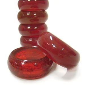 Red Glass Napkin Rings Set of 6