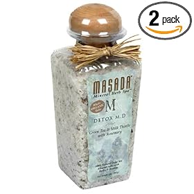Masada Mineral Herb Spa Whole Organic Salts, Detox M.D, Green Tea and Milk Thistle with Rosemary, 2 lb (907 g) (Pack of 2) by Masada