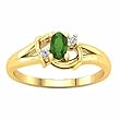 14K Yellow Gold Tsavorite (Green Garnet) and Diamond Ring