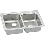 Elkay LRAD250502 18 Gauge Stainless Steel 33 x 22 x 5 Double Bowl Top Mount Kitchen Sink with 2 hole