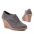 Damen Schuhe, STIEFELETTEN, KEIL BOOTS MIT SCHN�RUNG, AY-28, Synthetik in hochwertiger Leder Optik