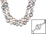 10-14MM COLOR ENHANCED LAVENDER PINK PLATINUM MANMADE ORGANIC MOP STERLING SILVER NECKLACE