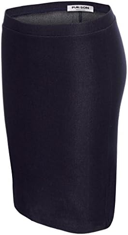 PURSON Womens Knit Denim Knee Length Skirts Large Denim