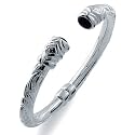 Sterling Silver Bangle Onyx Bracelet 7"
