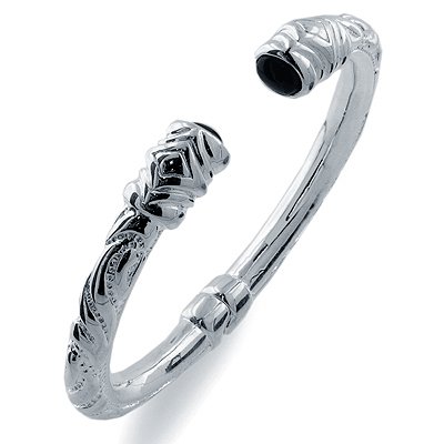 Sterling Silver Bangle Onyx Bracelet 7