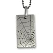 Stainless Steel Spider Web Dog Tag on 24 inch Black Ball Chain