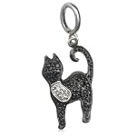 silver black and white diamond cat charm