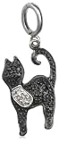 Sterling Silver Black and White Diamond Black Cat Charm