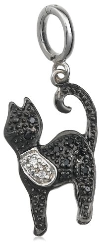 Childrens Toyshop  Jewelry : Sterling Silver Black and White Diamond Black Cat Charm