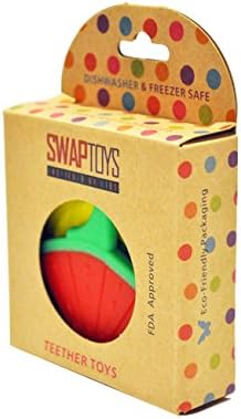 SWAPTOYS Baby Teething Toys Best Infant & Toddler Teething Pain Relief Works or Your Money Back 100% Safe Fun Soft Chewy Silicone Teethers with Rings BPA Free FDA, Set of 3