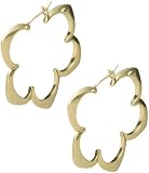 Fossil Earrings - Wire Flower Hoops (Color: Gold)