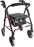 4 Wheeled Rollator-Leather Bag-Brakes