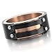INBLUE Men's Stainless Steel Ring Band Black Gold Tone