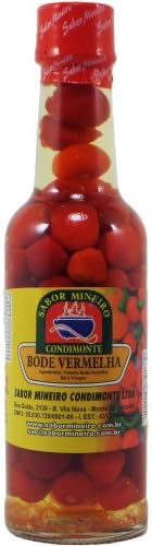Sabor Mineiro Condimonte - Red Goat Pepper - Net Weight 4.58oz - Net Weight Drained 2.11Oz (PACK OF 02) | Pimenta Bode Vermelha - Peso Liquido 130g - Conteúdo 60ml