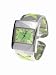 Geneva Platinum Women's Chunky Color Bangle Watch with Green Threading
