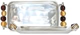 Aluminum Rectangle Tray with Dark Mocha and Gold Glass Bead Handles 11.25" x 7"