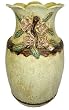 Pale Light Yellow Crackle Flower Vase with Roses - Hand Glazed Ceramic