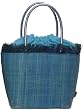 Colorful Straw / Beach / Shopper / Tote Bag Aqua Blue Small